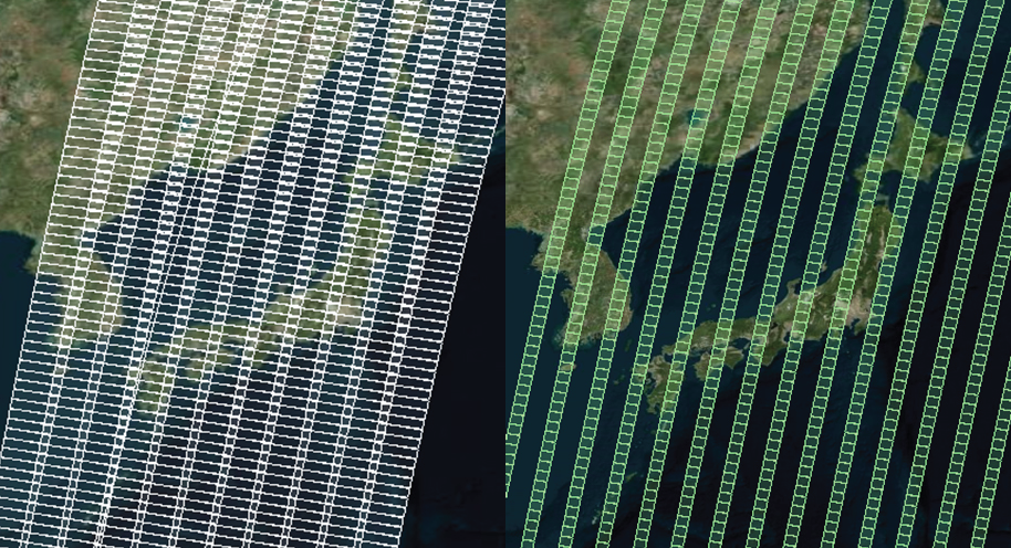 Photo: ALOS-4 PALSAR (200km) [Left] and ALOS-2 PALSAR (50km) [Right]. Source: ALOS-4 Research and Application Project [EORC]