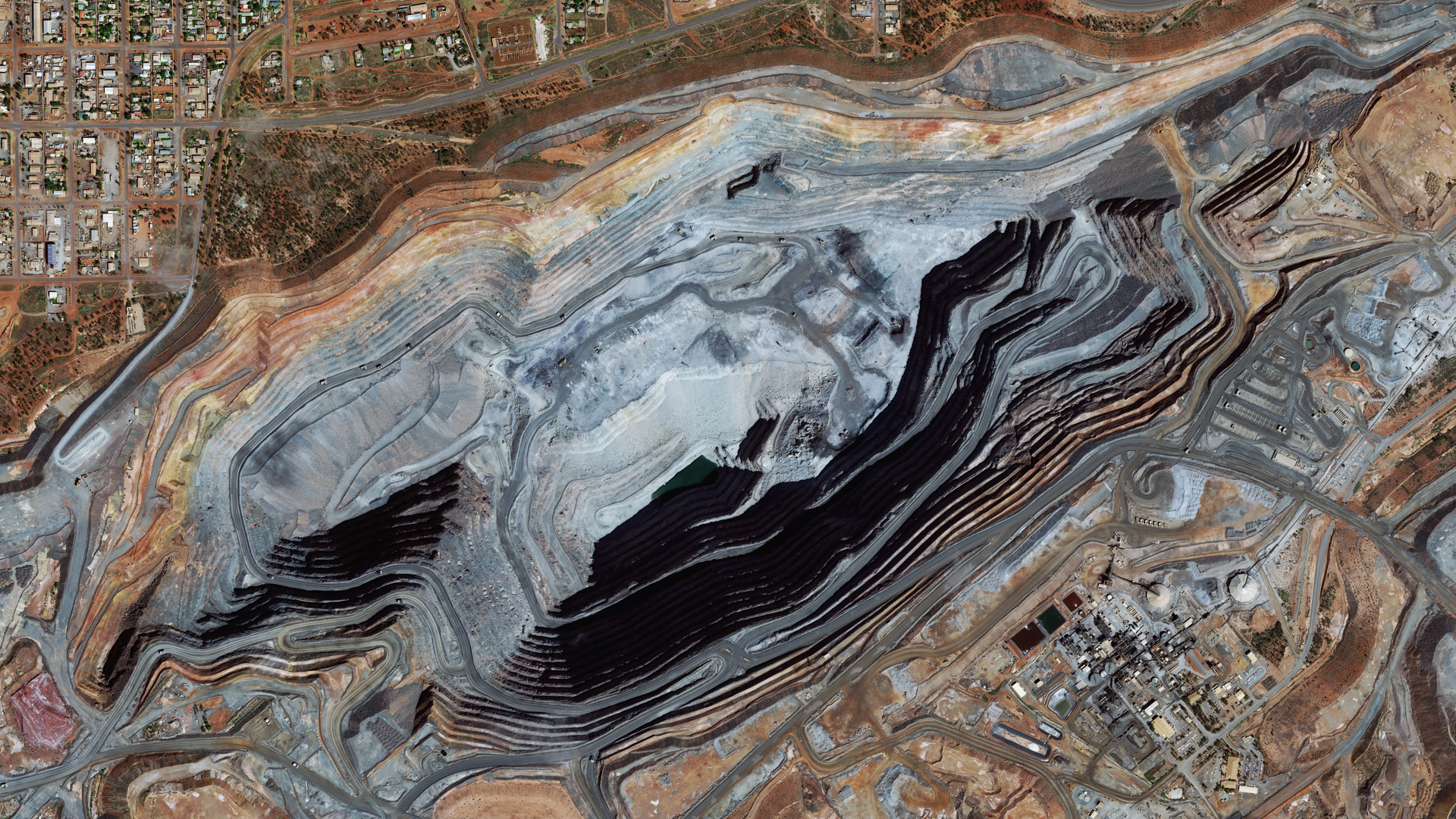 Satellite image over a mining site.